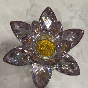 Purple Crystal Lotus Candle Holder